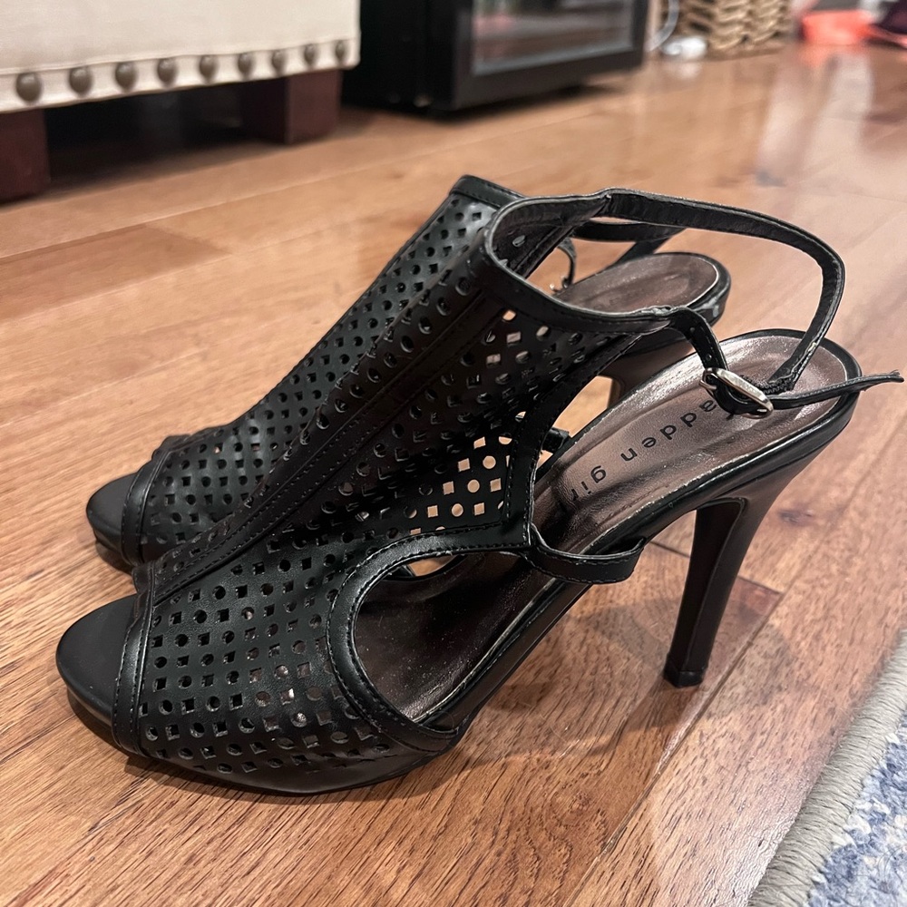 Madden Girl Black Caged Heeled Sandals